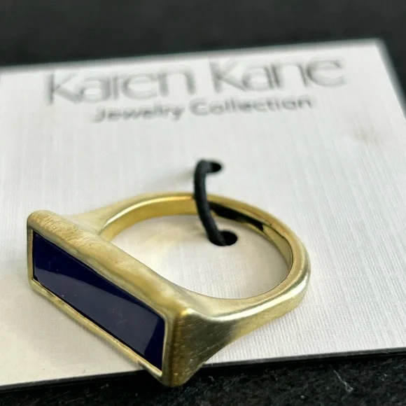 NWT Karen Kane Lapis & Gold Ring - Picture 11 of 14